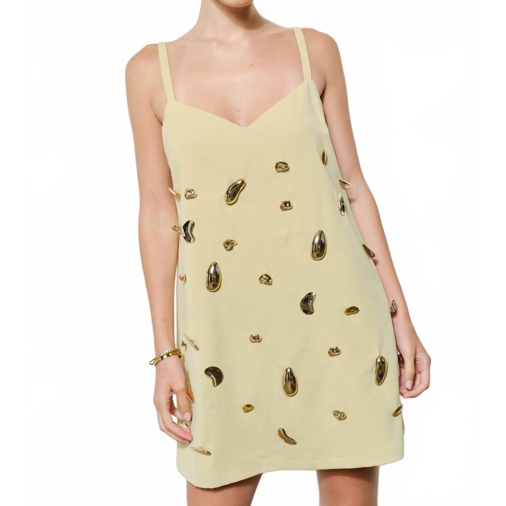 NEW INA FASHION metallic embellished mini dress in butter yellow